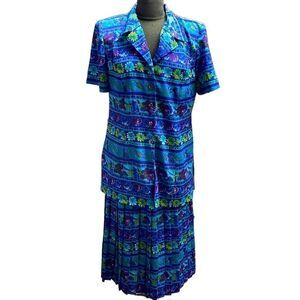 Vintage Leslie Fay Women’s 2 pc Skirt Set Size 10 Floral Cottagecore Fairycore